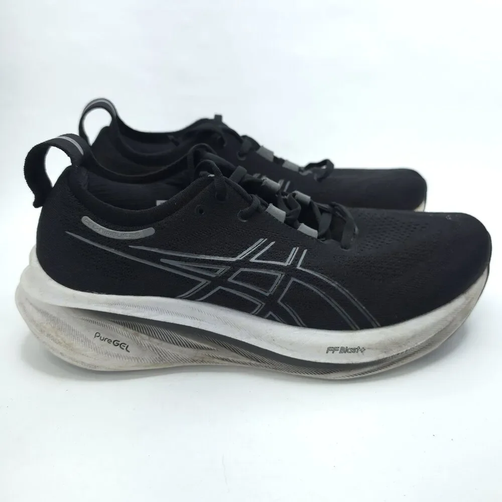 ASICS Gel Nimbus 26 Black White Mens Size 9.5 1011b794